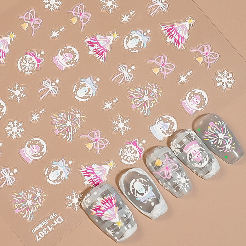 Redanco5D浮雕ins网红美甲贴纸果圣诞系列圣诞树立体指甲贴Dr1308