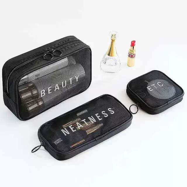 网格收纳袋便携大容量化妆包随身装洗漱化妆品收纳袋口红化妆刷包