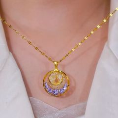 フレンチスタイルバイオレットセーフティバックルネックレス高級中空メッシュボール鎖骨チェーン八宝コンパスネックレス