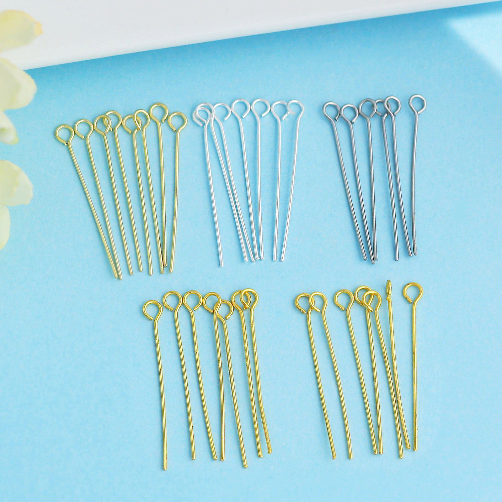 批发串珠9字针镀18K真金保色九字针DIY手链项链珍珠串珠配件材料