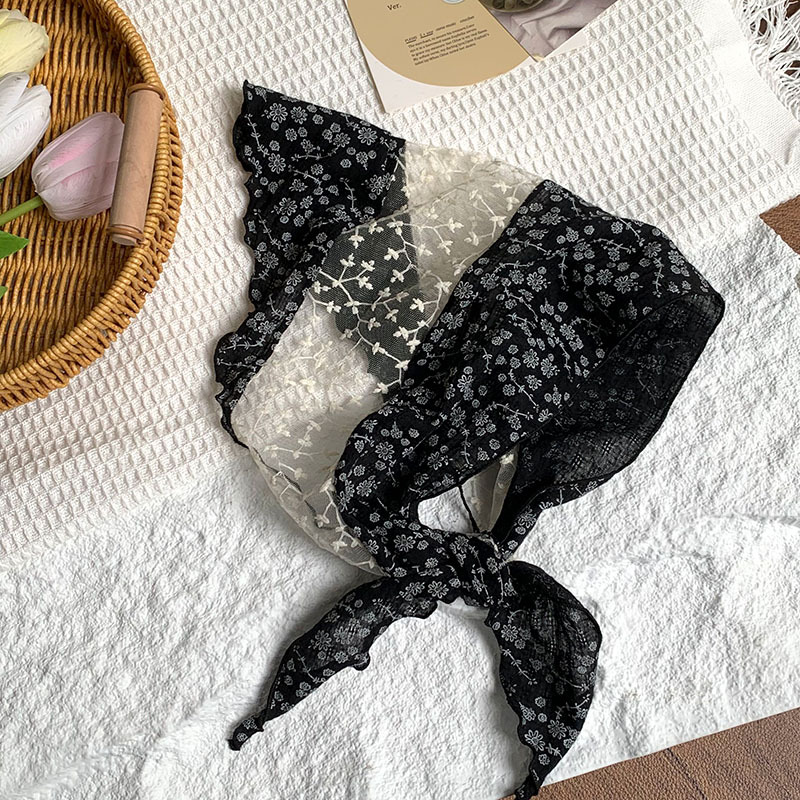 Bufanda triangular, babero, arte femenino, nuevo estilo, bufanda floral, bufanda de seda, pañuelo de alta calidad, diadema pastoral femenina de verano, cabello atado