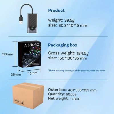 Cross-Border Wired to Wireless Carplay Box Android Auto Car-Machine Interconnection Module Carplay Box (Simsiz CarPlay və Android Auto) - ca515m-432