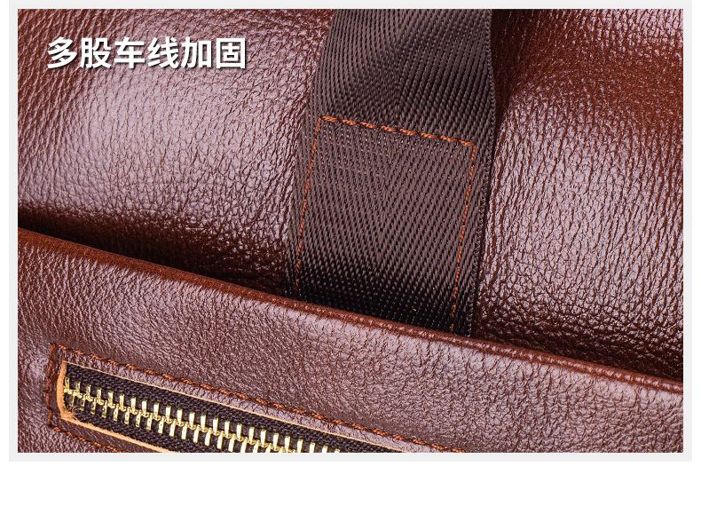 Cặp da nam công sở đựng laptop 15 inch da bò thật, quai xách tay và đeo vai — Màu cà phê, Màu đen chi tiết 12