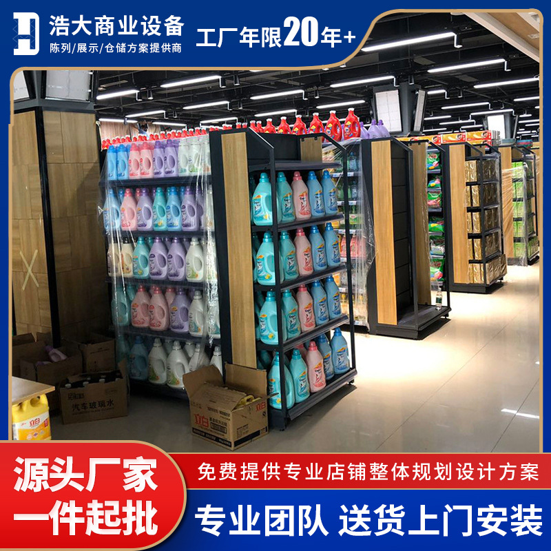 源头厂级批发超市四立柱钢木货架 母婴店休闲进口食品展示架商用