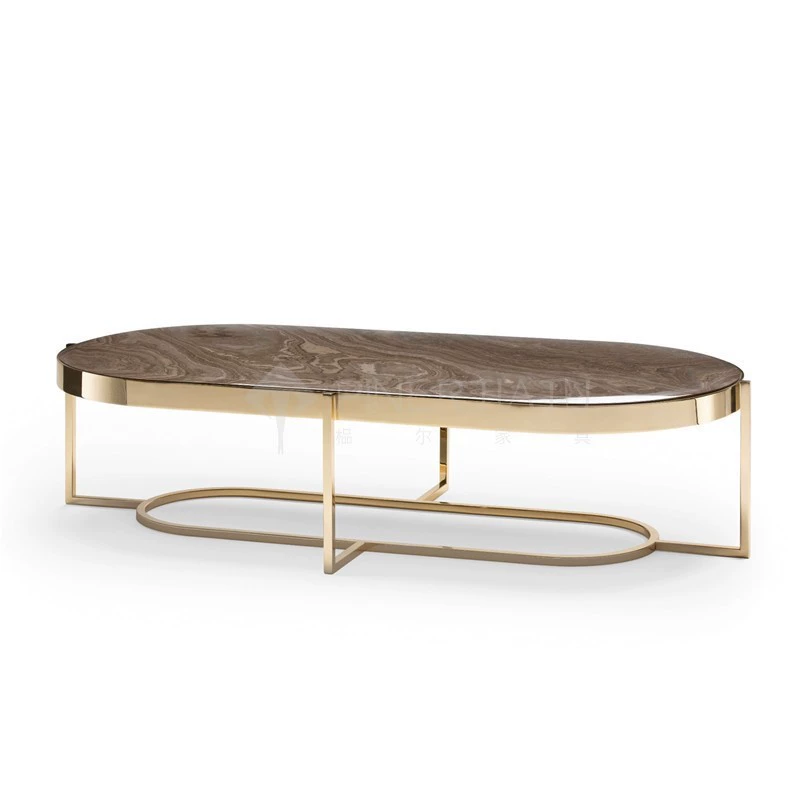 Норт-европейский металлический мраморный журнальный столик угловой угол простой современный дизайнерский модельный номер овальная гостиная чайный стол