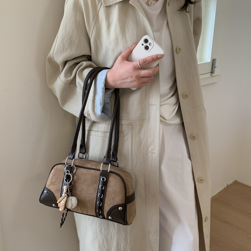 麂皮绒腋下通勤波士顿女包2025新款时尚单肩包大容量高级感手拎包|undefined