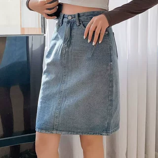 设计感小众包臀牛仔半身裙女夏季新款大码高腰开叉复古a字中长裙