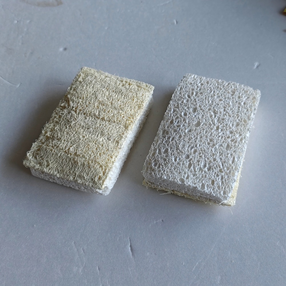 천연 수세미 + 1.5cm 흰색 목재 펄프 면 (끈 없음)