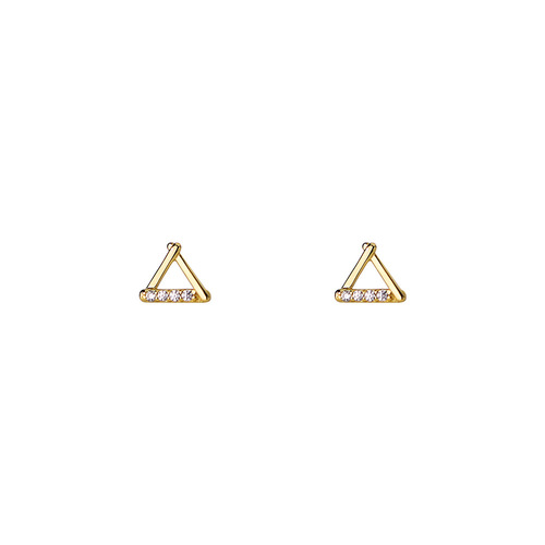 S999 Solid Silver Geometric Triangle Diamond Stud Earrings for Women - Simple, Unique Style, Minority Design Ear Rings, Drop Ship