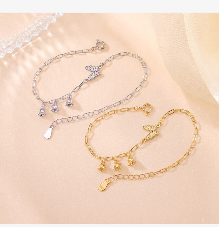 Vòng tay bạc S925 hình hươu bạc phong cách cổ điển, tua rua bướm nhẹ nhàng — Loại bạc chi tiết 2
