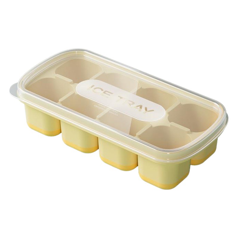 Caja de hielo para el hogar con tapa de fondo suave caja de cubitos de hielo pequeña caja de cubitos de hielo simple caja de almacenamiento de caja de fruta de rejilla de hielo congelado ocho