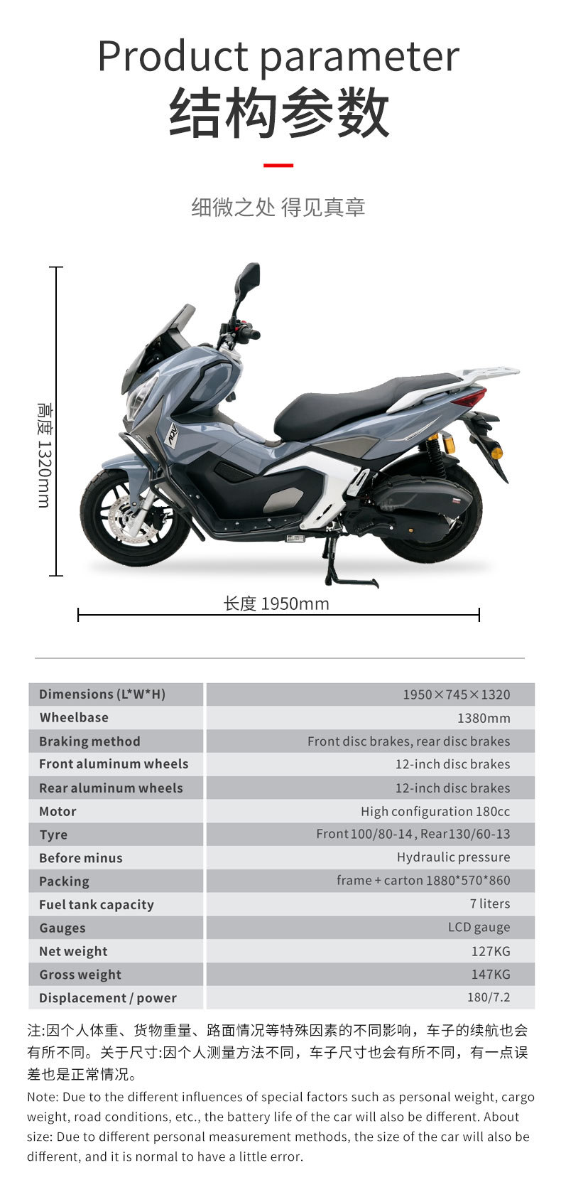 Customized Export Adv Second-Generation Fuel-Powered Motorcycle, Off-Road Motorcycle, Unisex Commuter Scooter, Vietnam