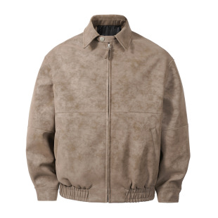 blackicon Autumn and Winter Retro Old Money Row Style Niche Frosted Texture PU Leather Jacket Coat for Men and Women