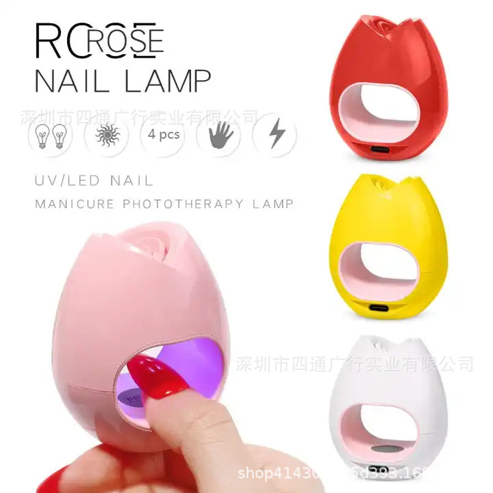 Mini lámpara de uñas rosa 16W, 4 LEDs, USB, secado rápido para manicura