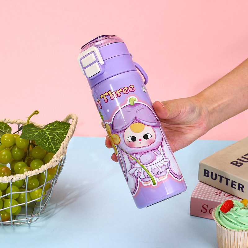 新しい漫画 labubu ダブルドリンクカップ 316 ステンレス鋼断熱カップ子供用水カップバウンスカバーストローカップカスタマイズ|undefined