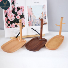 定制黑胡桃木挂钥匙收纳架托盘入户门口玄关摆件桌面杂物置物架子