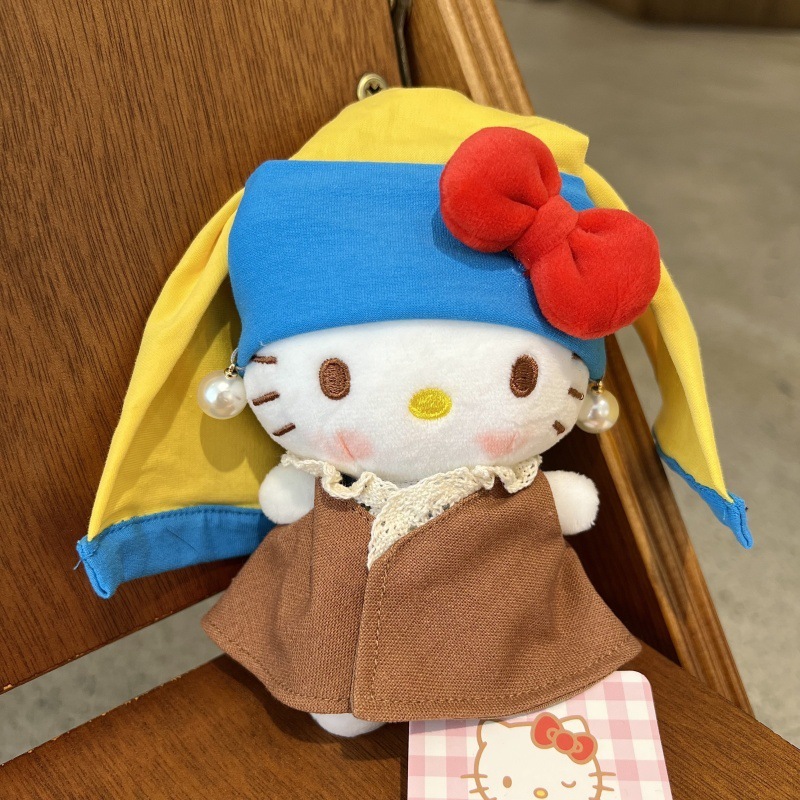 网红爆款正版HelloKitty钥匙扣diy戴珍珠耳环的少女套装kt包挂件|undefined