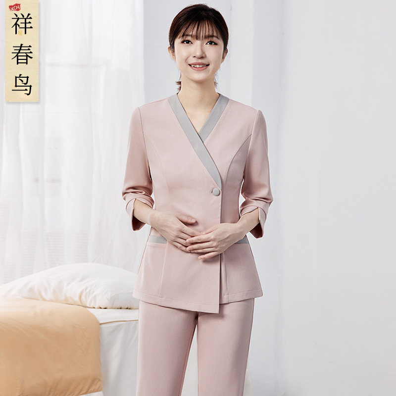 Xiangchun Bird Nurse Uniform Spring/Summer Beauty Salon Dental Pharmacy Nursing Reception Work Uniform Large Size 5XL