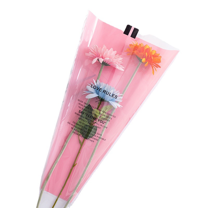 Embalaje de flores transparente sola bolsa de papel de vidrio creativo impermeable sola bolsa ramo de flores bolsa Inglés multi-rama bolsa