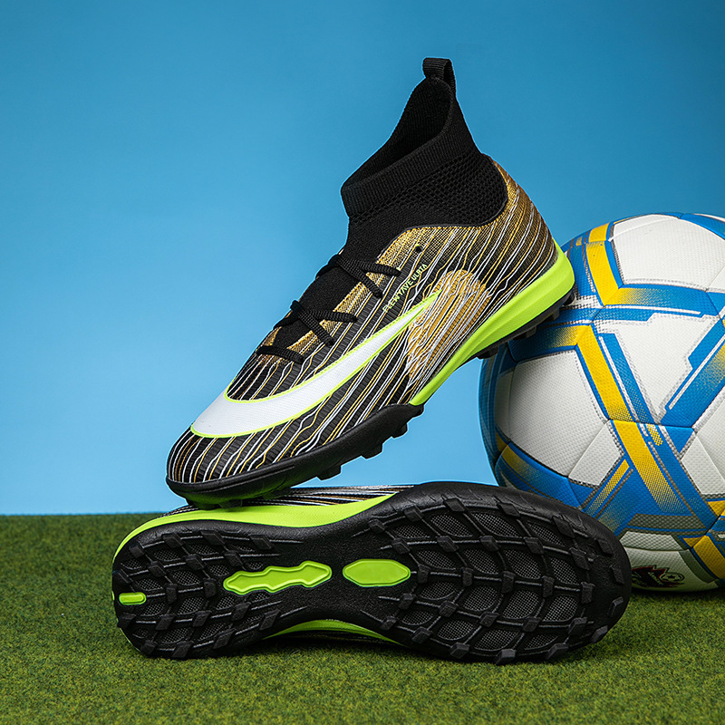 Zapatillas de Fútbol de Cuello Alto para Niños TF y AG TPU y Caucho Transpirable para Césped