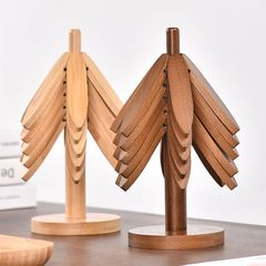 竹クリエイティブクルミ色の木断熱マットクリスマスツリー断熱テーブルマットホームコースターキャセロールマット卸売