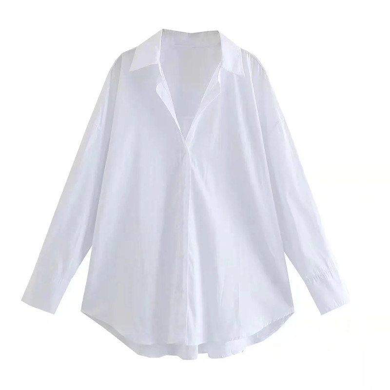 Camisa Casual de Popelina de Poliéster, Manga Larga, para Uso Diario y Oficina