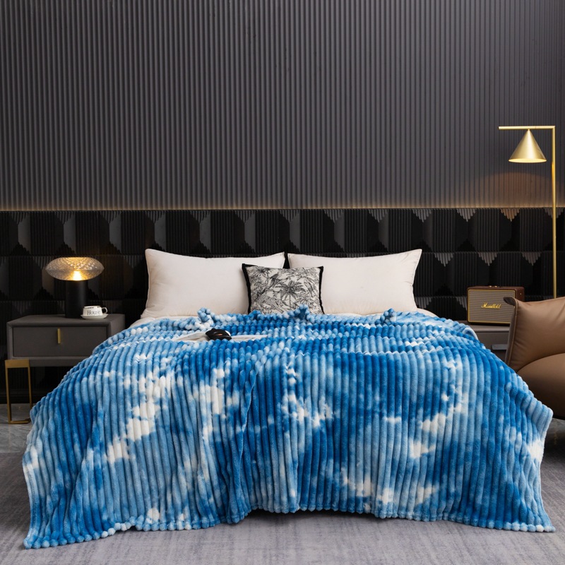 Nueva imitación de pelo de conejo, gran tira de dibujo, arte teñido anudado, manta casual, manta de lana de leche, manta, exportación transfronteriza, comercio exterior