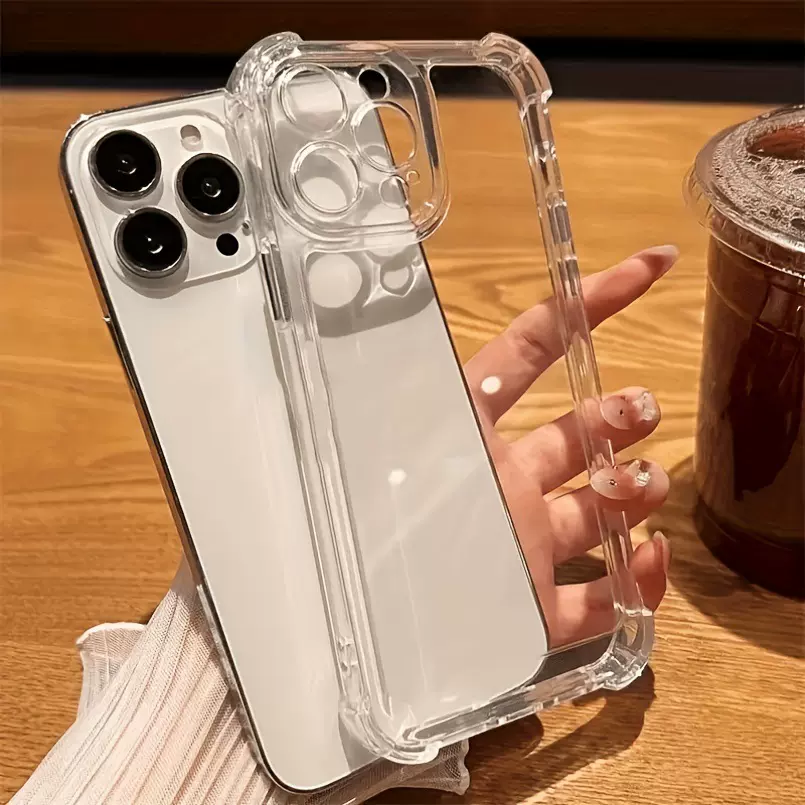 适用iphone17透明手机15PROMAX四角防摔太空壳保护套苹果16e气囊