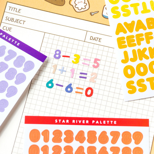 Message Galaxy Color Palette Numbers and Letters Stickers Fresh English Basic Handbook Material Decorative Stickers 6 pieces in 5 styles