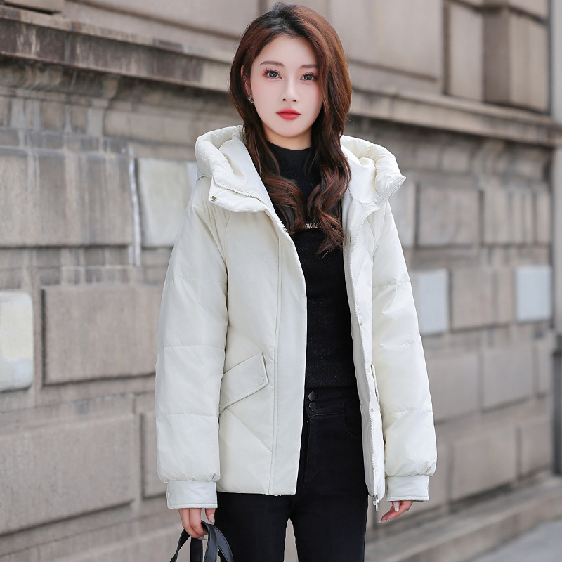 Nueva chaqueta de algodón de plumón para niñas corta chaqueta de algodón suelta de estilo coreano de color sólido versátil chaqueta caliente a prueba de frío para mujeres