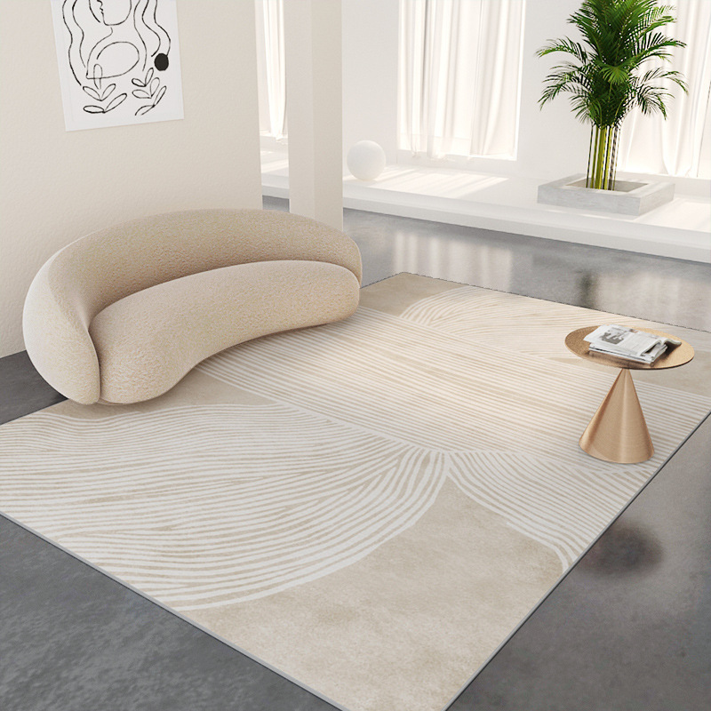 Alfombra de sala de estar Alfombra de piso simple de estilo crema Alfombra de borde de cama desechable para dormitorio, sofá doméstico de alta gama, mesa de centro, manta antideslizante