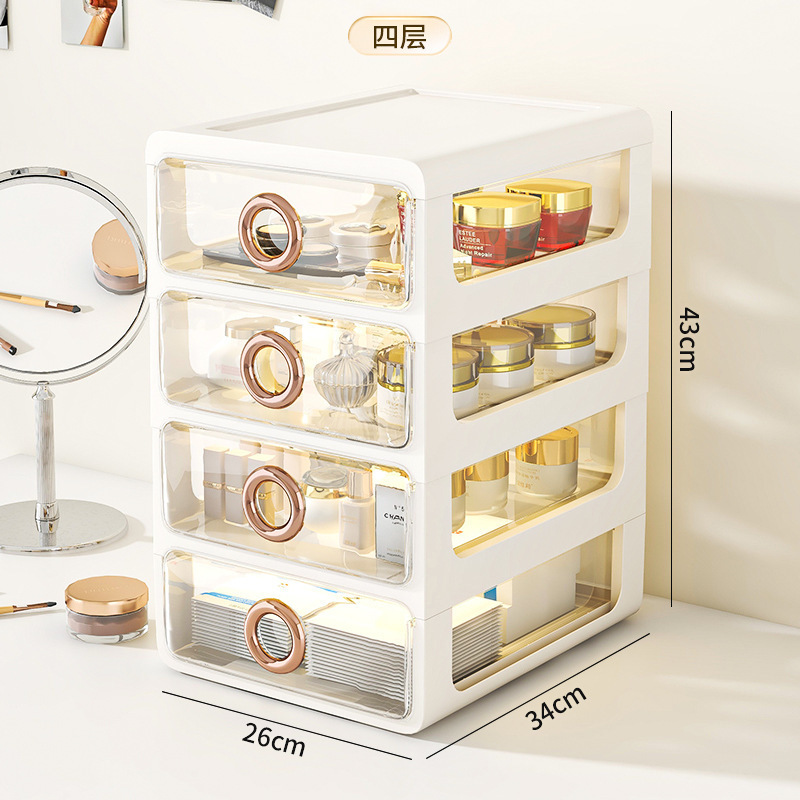 Caja de almacenamiento de cosméticos a prueba de polvo de escritorio transparente tocador de gran capacidad de cuidado de la piel de alto grado de almacenamiento rack de acrílico caja