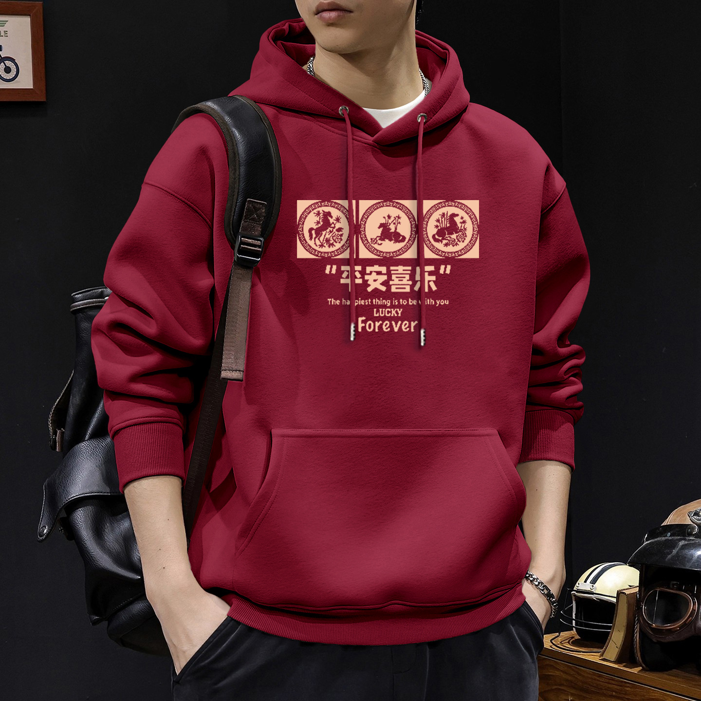 Suéter pesado para hombres primavera y otoño nuevo estilo de estilo de Hong Kong estilo retro marca de tendencia suelta versátil chaqueta de manga larga de estudiantes