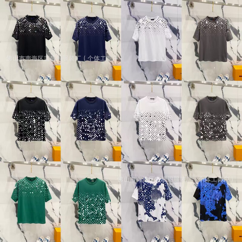 Cross-Border Luxury Fashion Brand High-Quality L Full-Print Letter Short-Sleeve Trendy Brand Classic Round-Neck Unisex Loose T-Shirt Cross-Border Luxury Fashion Brand High-Quality L Full-Print Letter Short-Sleeve Trendy Brand Classic Round-Neck Unisex Loose T-Shirt