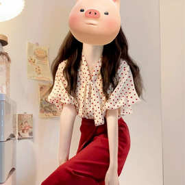 小个子波点泡泡袖衬衫夏季2025新款女装高级感穿搭短袖上衣