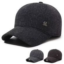 帽子男士秋冬季毛呢棒球帽百搭中老年加绒保暖帽爸爸款护耳鸭舌帽