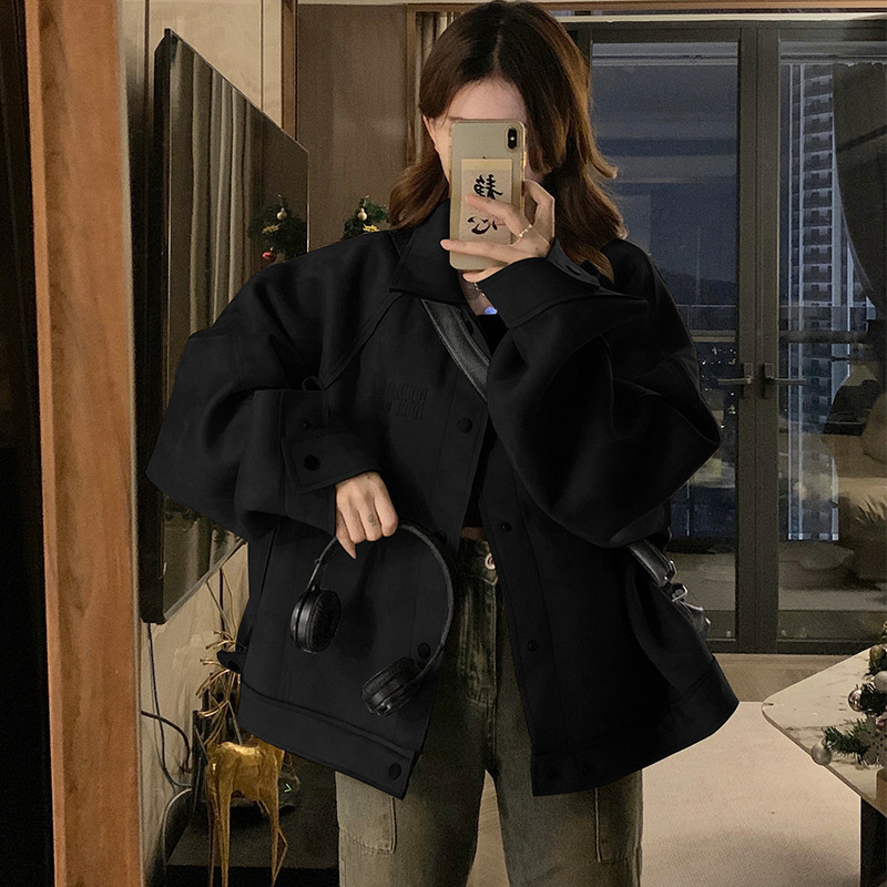 美拉蓝穿搭短款夹克美式复古机车辣妹外套hiphop男女情侣上衣批发|undefined