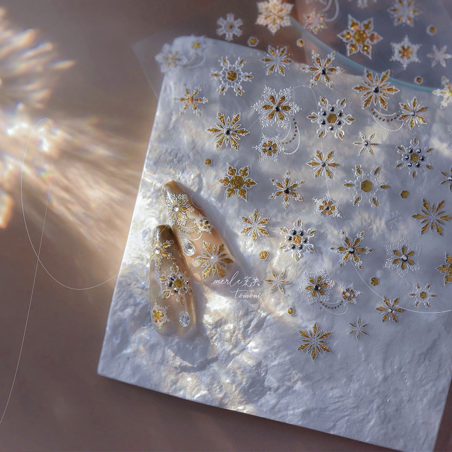 Manicure nuevo diamante de cristal manicure pegatinas ins nunca pierde la cooperación japonesa pegatinas de uñas metal pegatinas de nieve al por mayor
