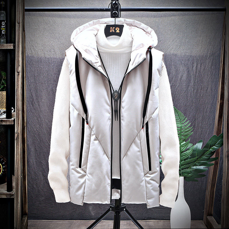 Comercio exterior transfronterizo otoño y invierno nuevo chaleco de algodón hombre tendencia delgada chaqueta de algodón sin mangas encapuchado chaqueta de color sólido hombre