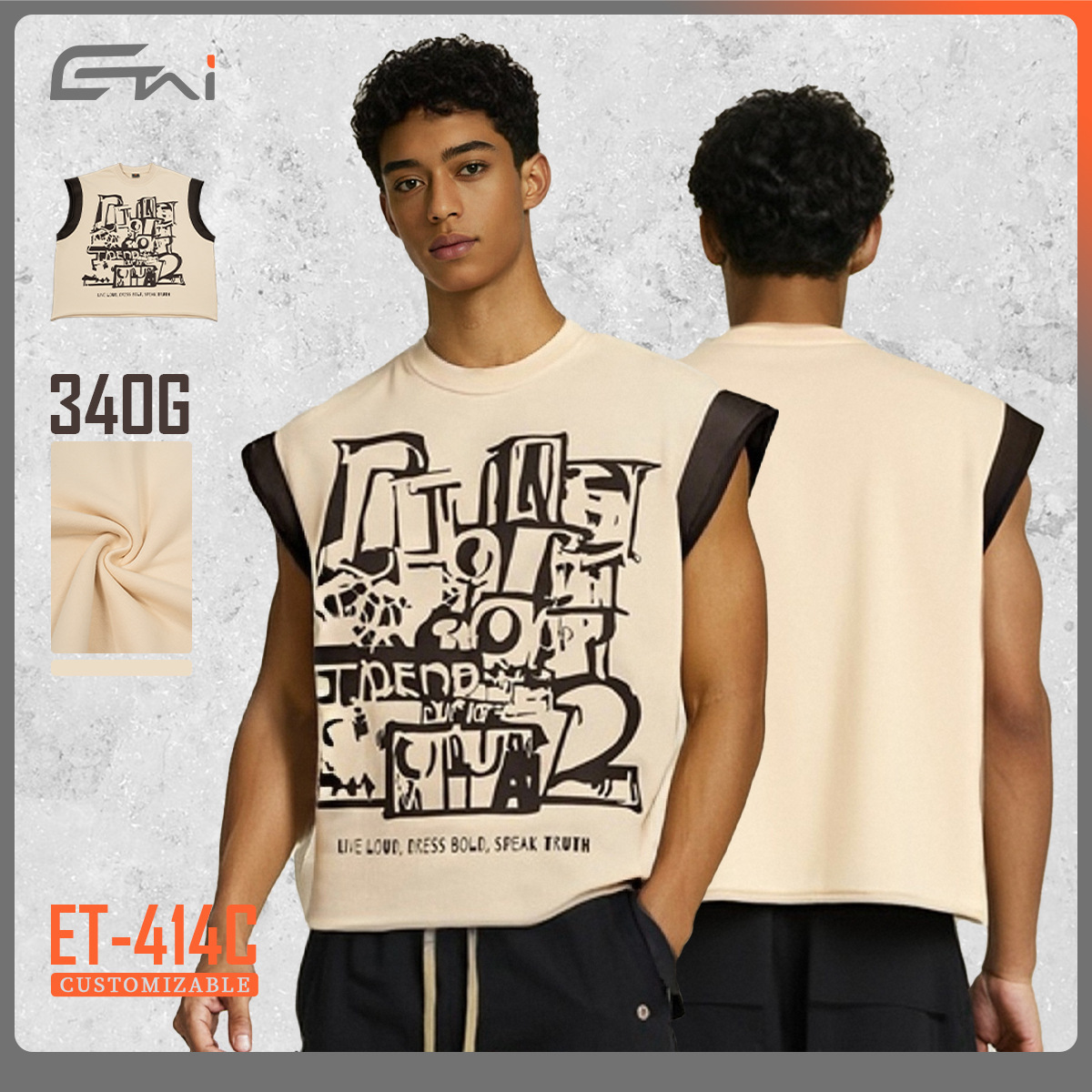 ETAI ropa de hombre de verano pesado chaleco de moda de hombre callejera hombro juvenil deportes casuales de alta calidad