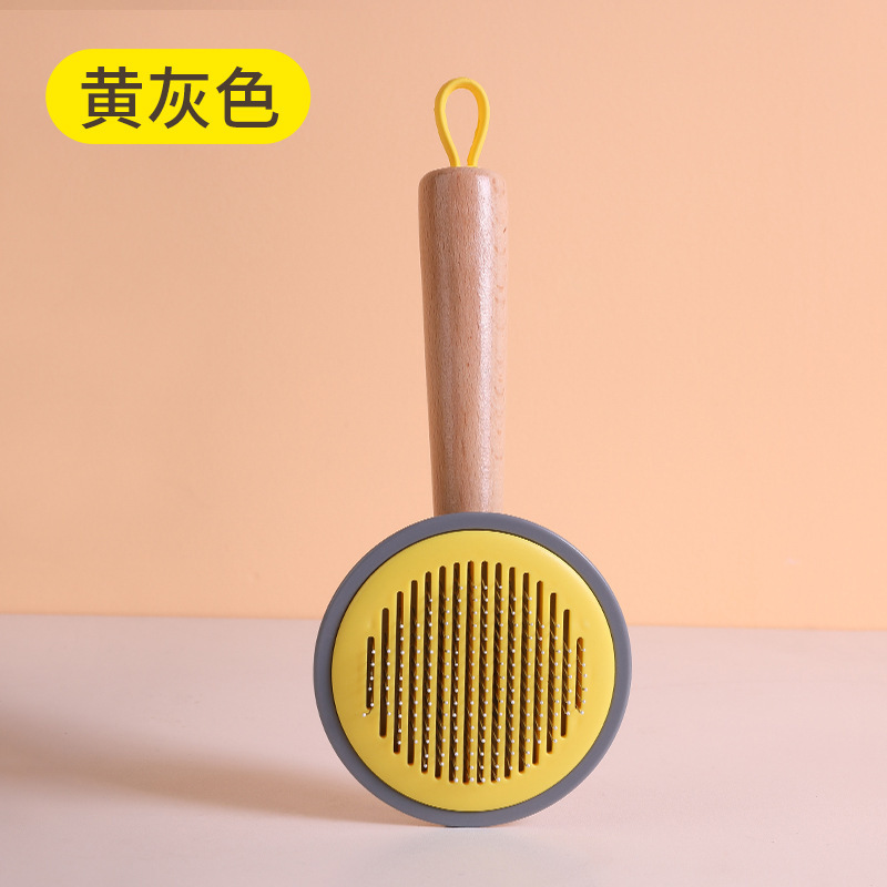 Оригинал - деревянная ручка геометрическая расческа серо-желтого цвета.