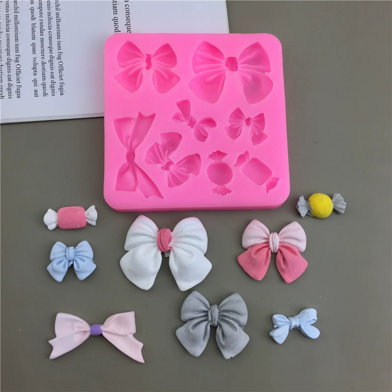 INS Эстетика 8-НLANG Bow Candy Silicon Plague Mold Chocolate Flinking Gypsum Decoration Tool