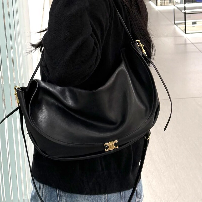Arc De Triomphe Replica Soft Triomphe Half-Moon Bag, Soft Genuine Leather Women's Bag, Crossbody Saddle Bag, Underarm Bag