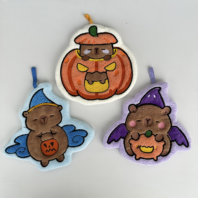 Cross-Border Supply Cute Cartoon Capybara Hand Towel for Home Kitchen Bathroom Composite Towel Hanging Towel