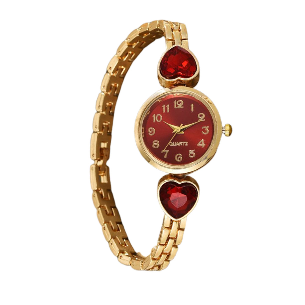 AliExpress nuevo reloj de lujo simple esfera digital redonda femenina temperamento de moda amor pulsera pequeña reloj de mujer
