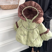 韩版女童外套冬装新款连帽泡泡袖羽绒棉服儿童洋气冬季保暖面包服