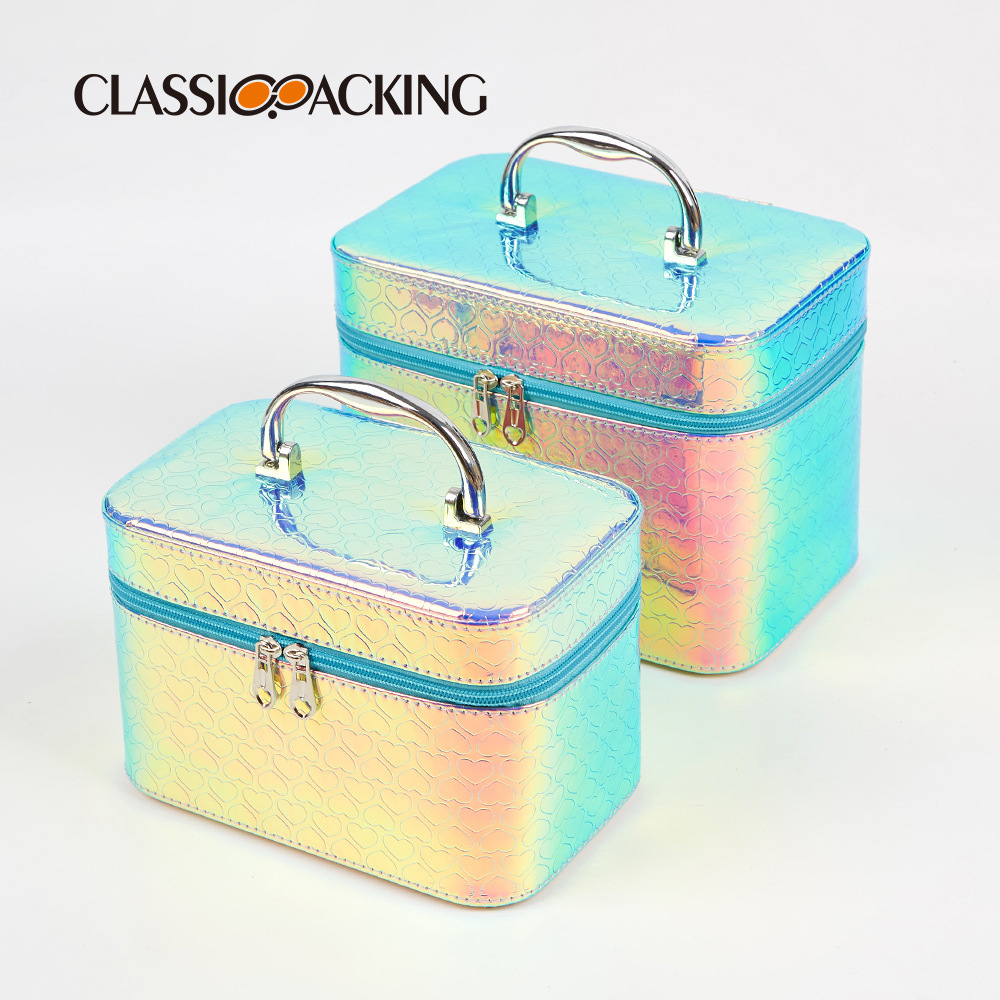 2023 bolsa de cosméticos de color mágico simple bolsa de almacenamiento de cosméticos portátil a prueba de agua bolso de gran capacidad con espejo