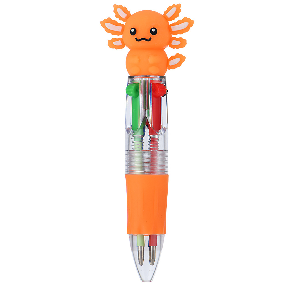 Transfronterizos lindos dibujos animados salamandra bolígrafo de cuatro colores mini bolígrafo de color bolígrafo de papelería regalo al por mayor