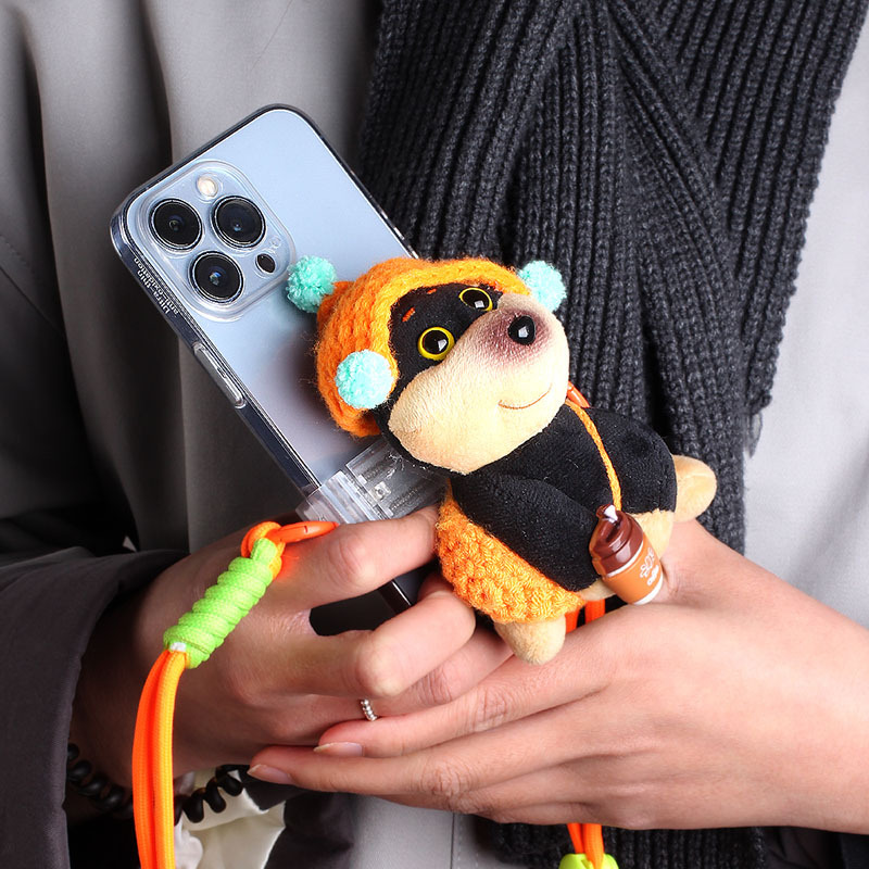 [Teléfono trasero] sombrero creativo abeja cachorro teléfono móvil corda trasera clips colgar decoración pareja extraña chica mochila de compras