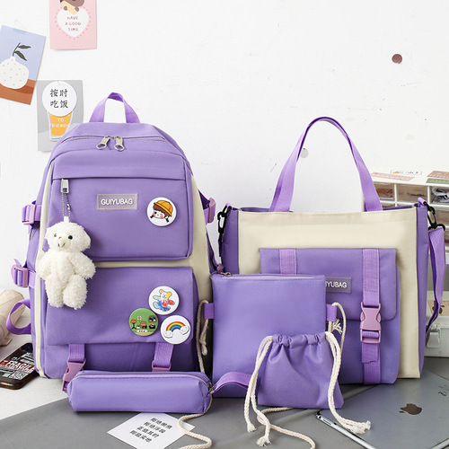 School bag for female junior high school students, lightweight primary school students, fresh and cute, girly-hearted, large-capacity backpack for grades three to five and six.